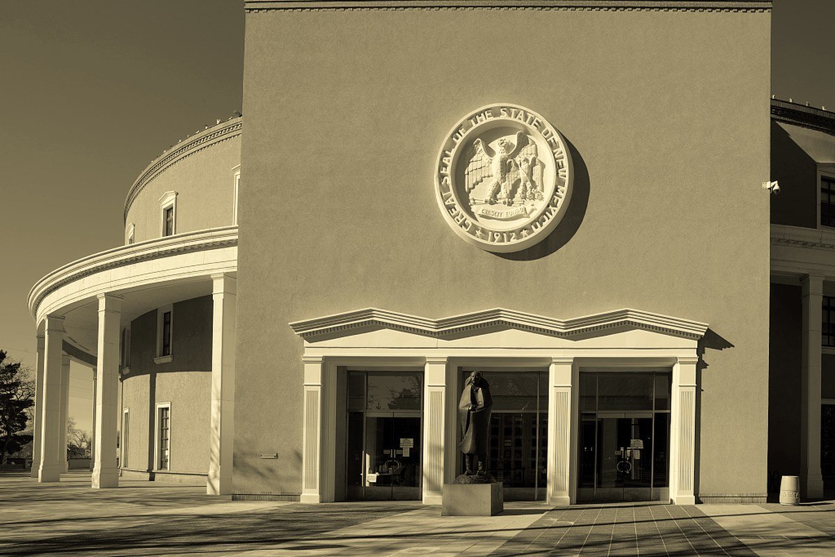 The New Mexico State Capitol, known as the Roundhouse, in Santa Fe