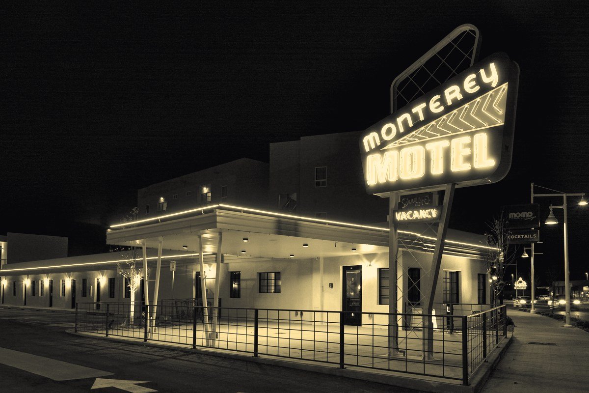 Storefronts and signs along Central Avenue (old Route 66) in Albuquerque, New Mexico