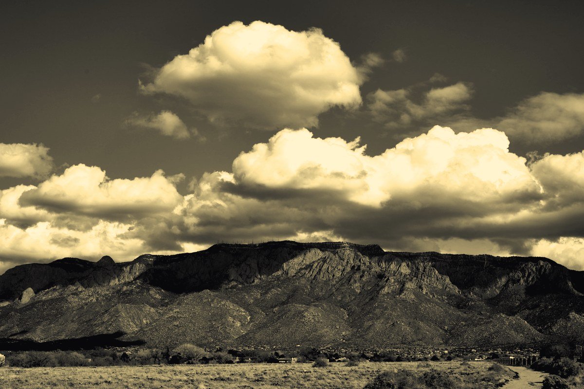 Sandia Mountains rising above the Rio Rancho and Albuquerque area of New Mexico